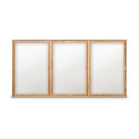 United Visual Products 72"x36" 2-Door Wet/Dry Erase, White Porcelain/Cherry Frame UV855D-CHERRY-WHTPORC